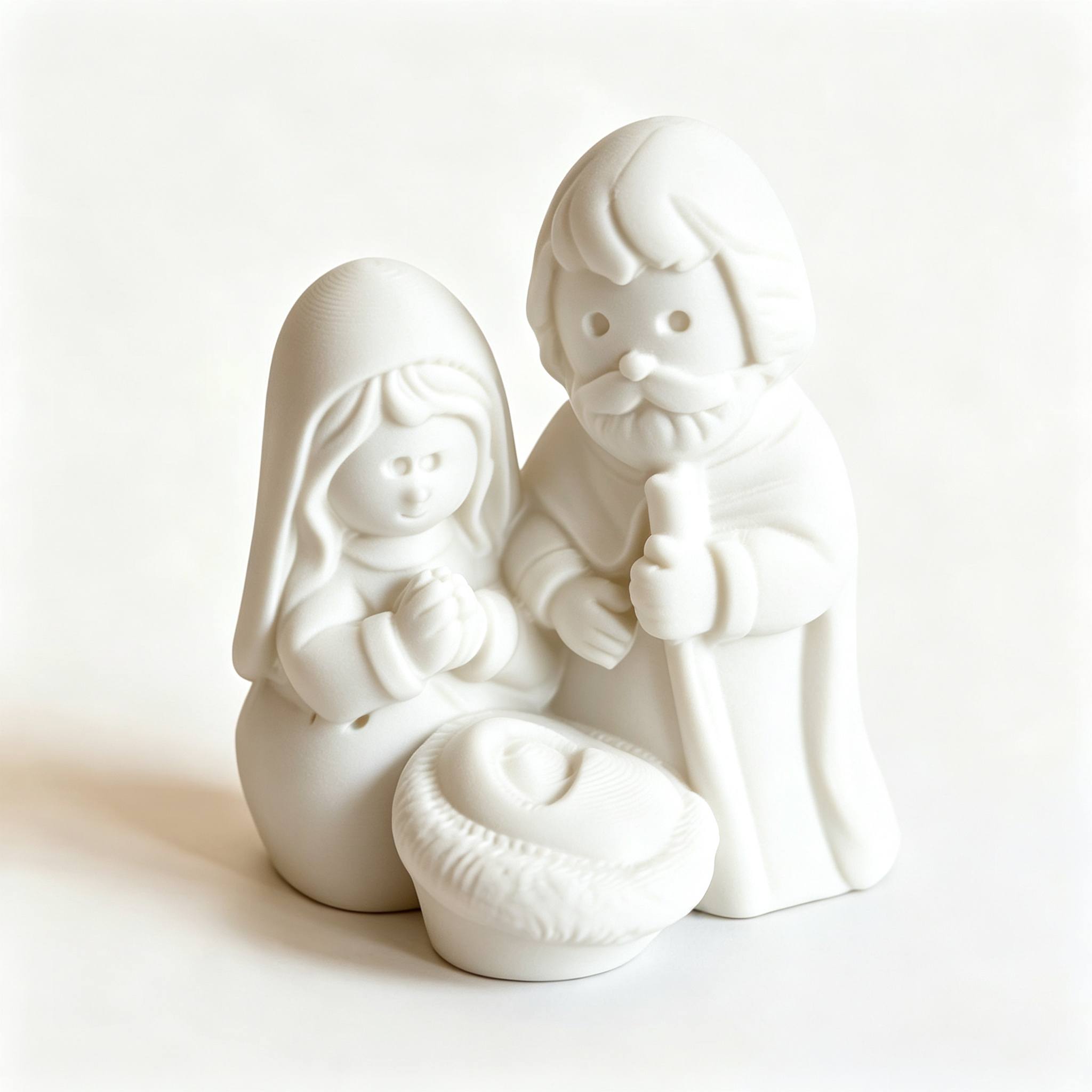 TEMU 1pc Holy Family Figurine Nativity Scene - Plastic Mary Joseph & Baby Jesus Sculpture, Small Minimalist Manger Centerpiece Suitable For Christmas
