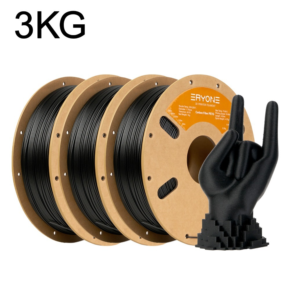 Image of Eryone Petg Carbon Printing Supplies Filament For 3d Printer, 3 Rolls, 3kg 1.75mm +/-0.03mm, Easy And Transition