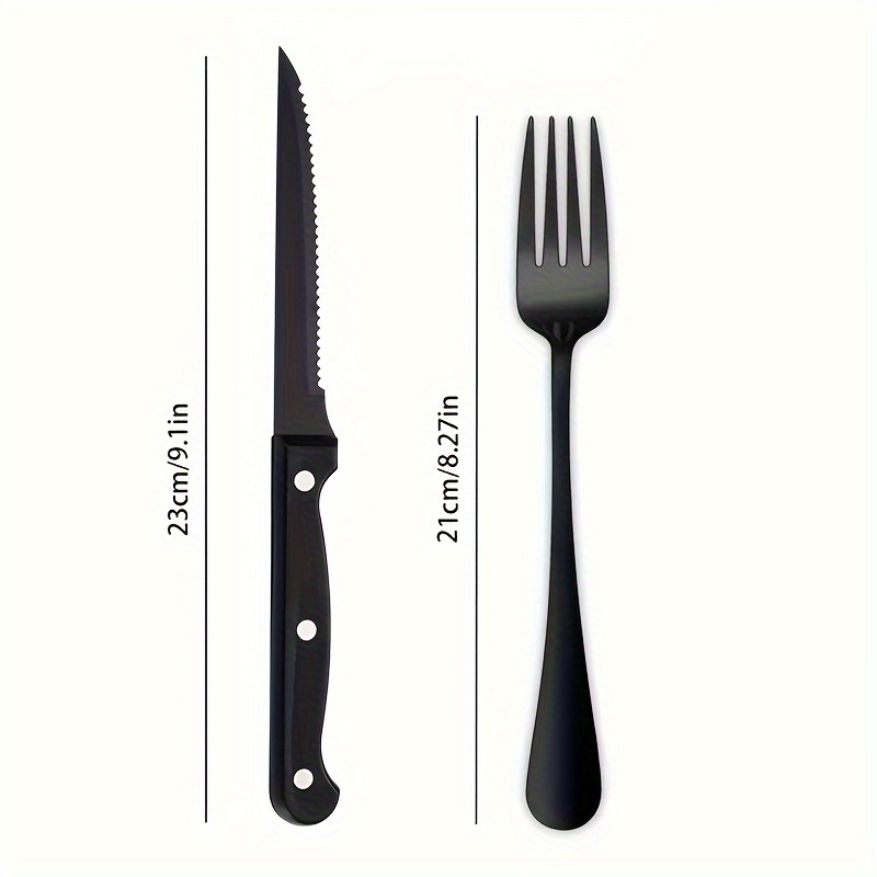 12pcs stainless steel knife and fork cutlery set   steak knife and fork dining table colorful pizza knife multi purpose serrated bread knife bbq camping steak knife and fork Product details 3