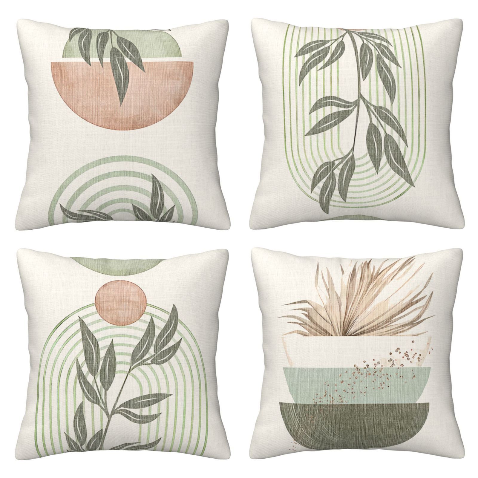 boho blend throw pillow covers abstract plant Temu Mauritius