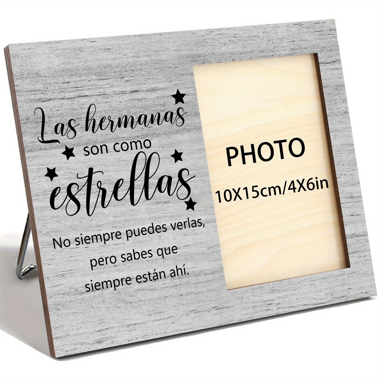 TEMU de fotos de madera para hermana, diseño , de madera con forma de estrella tipo hermana, para exhibición en escritorio o pared (admiten fotos de