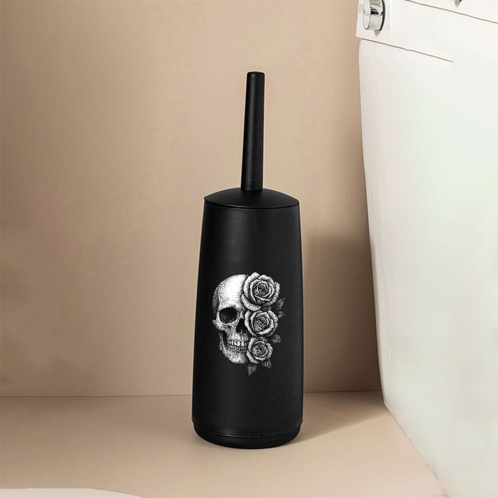 TEMU 1pc Creative Rose Pattern Toilet Brush In Bathroom With Holder, Gothic Style Freestanding Toilet Cleaning Tool, Compact Decorative Bathroom