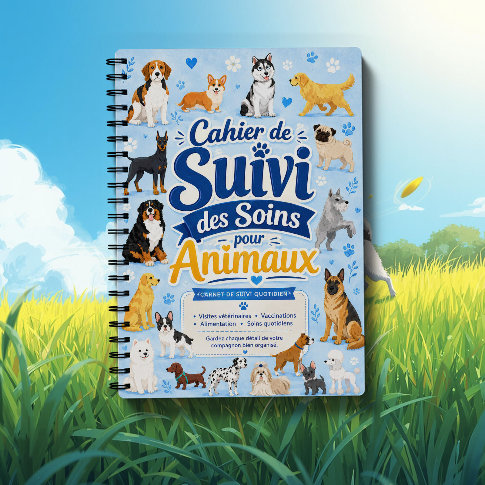 TEMU Carnet de des soins pour animaux de compagnie , organisateur d'informations sur l'animal avec notes vétérinaires, des vaccins, plan