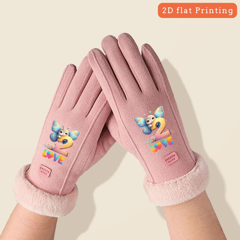Butterfly Women's Fleece-Lined Gloves with Touch Screen Design