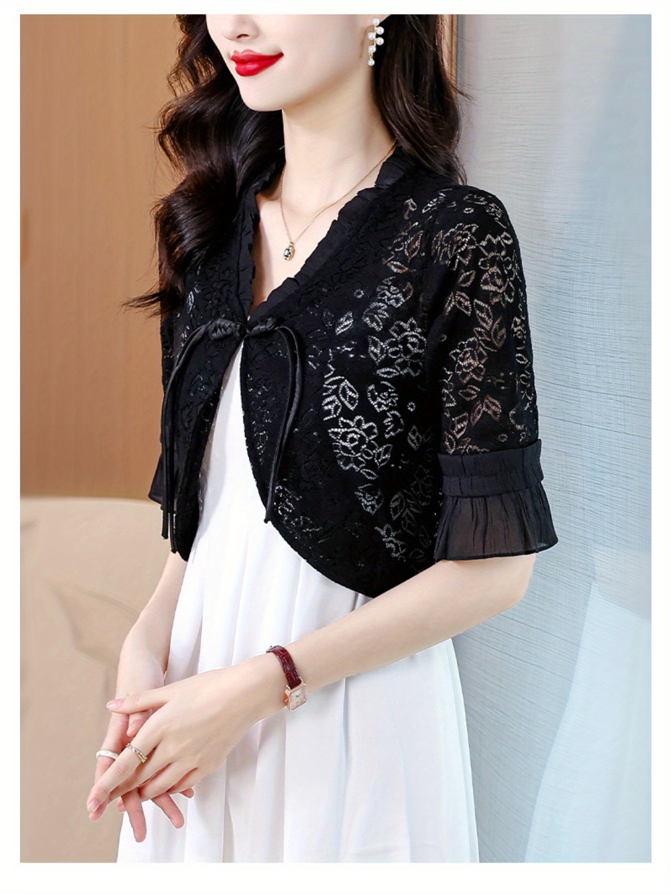 white lace dressing gown Edwardian Style Lace Bridal Dress S I Retro Fairy main image 1