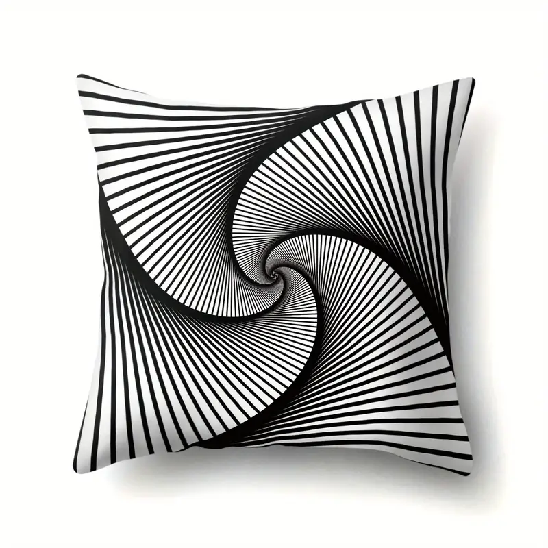 4pcs black and white spiral pillow covers double sided printing soft plush cushion cases with zipper closure modern optical illusion decor for living room bedroom office machine washable sofa pillow shams pillow covers for living room bedroom accessories geometric patterns textile durable fabric contemporary style textile material 2d flat Product details 4