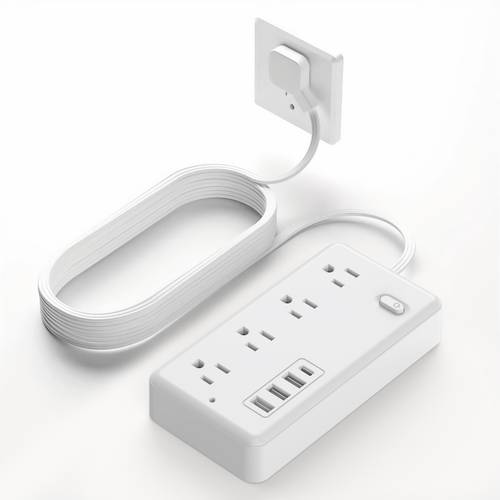 imagen del artículo cable de alimentación de 5ft/10ft, protector contra sobretensiones con 8 de ca, 3 puertos usb y 1 interfaz tipo c, estación de carga de escritorio , en la pared, para , , dormitorio