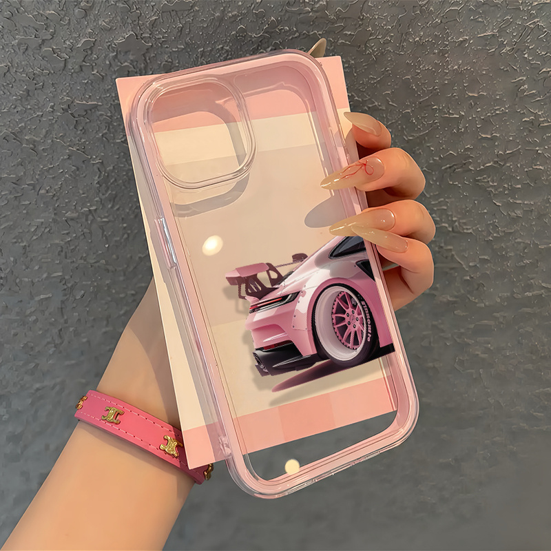 TEMU Coque de téléphone - 1pc Coque de téléphone tendance , couleur voiture, 2-en-1, souple et transparente, adaptée pour Iphone 17 16 15 14 13 12 11