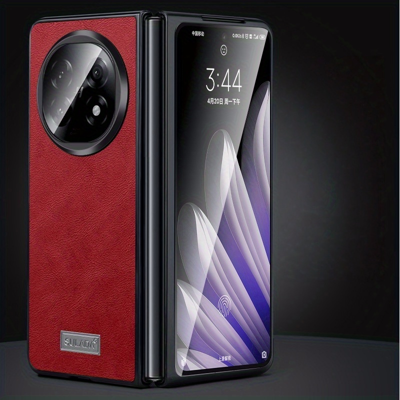 TEMU Phone Case - Faux Leather Metal Label Is Suitable For Oppo Find N5 Phone Case, A New Foldable Screen Model That Offers A Luxurious And High-end