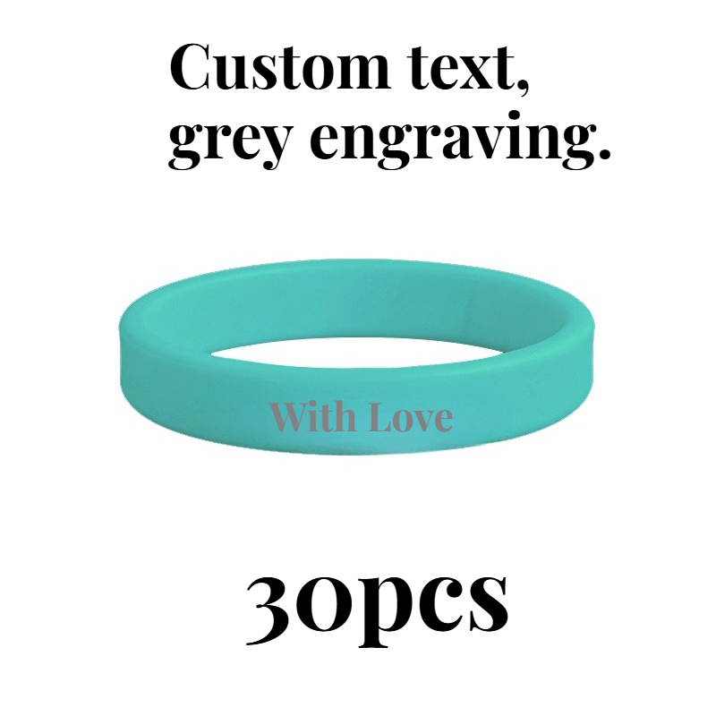 30pcs Custom Silicone Wristbands, Personalised Gift