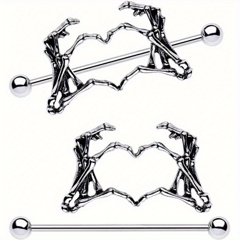 TEMU 1pc Piercing Jewelry Skull Hand Heart Black Ring Claw Peach Heart Milk Head Cover Body Jewelry