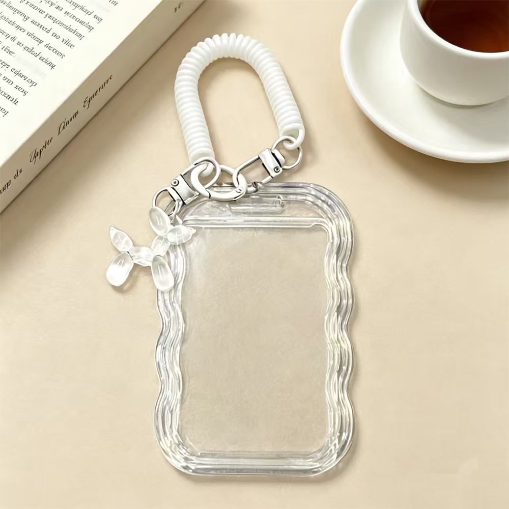 TEMU 1 pz Porta Carte Ondulato con Portachiavi a Molla Cucciolo con Palloncino, Pu簷 Contenere Carte Bus, Carte Universitarie, Carte d', per Studenti,