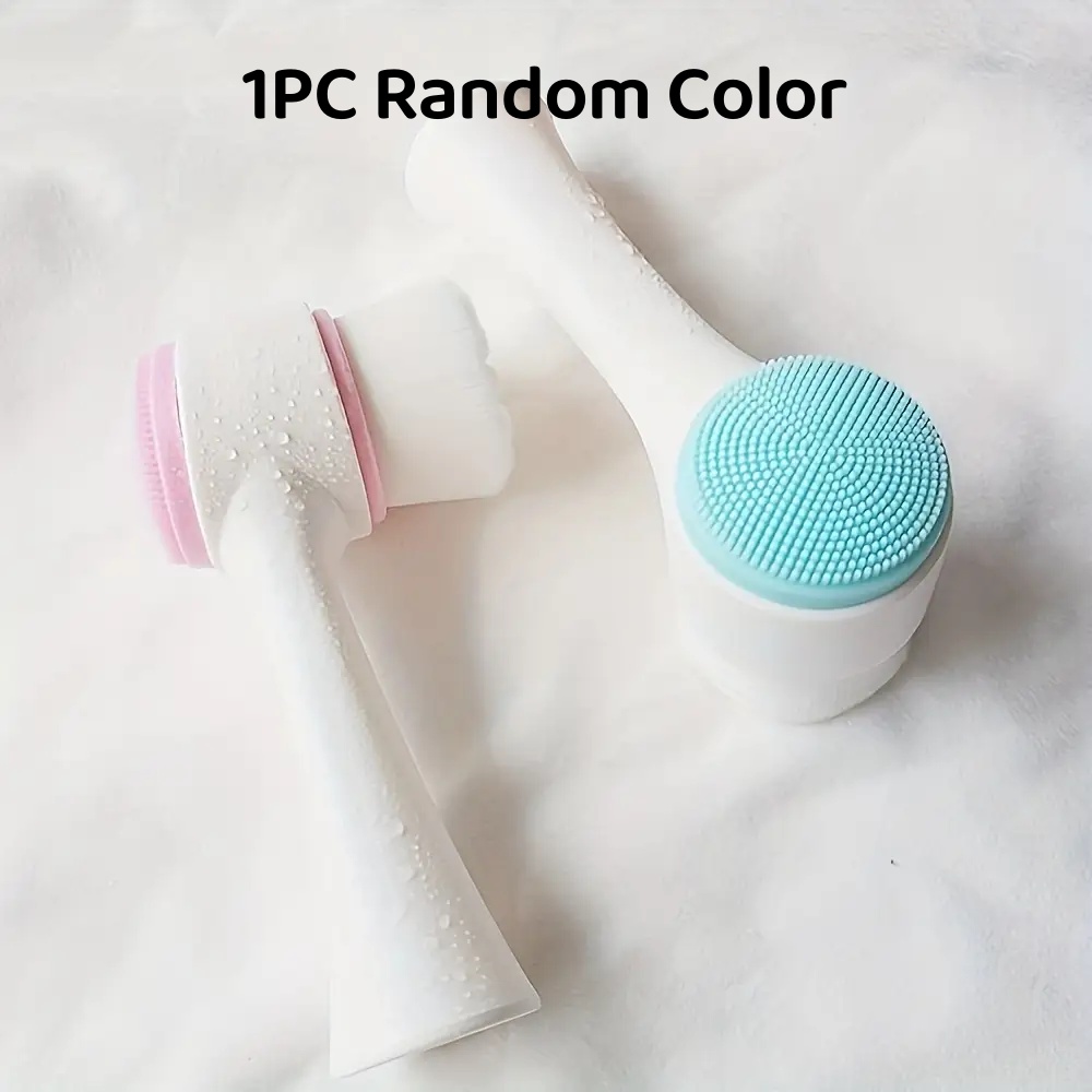 TEMU Facial Brush, Facial Exfoliating And Deep Cleansing Brush, Double-sided Silicone And Soft Bristle Cleanser, Skin Care Facial Cleanser, Random