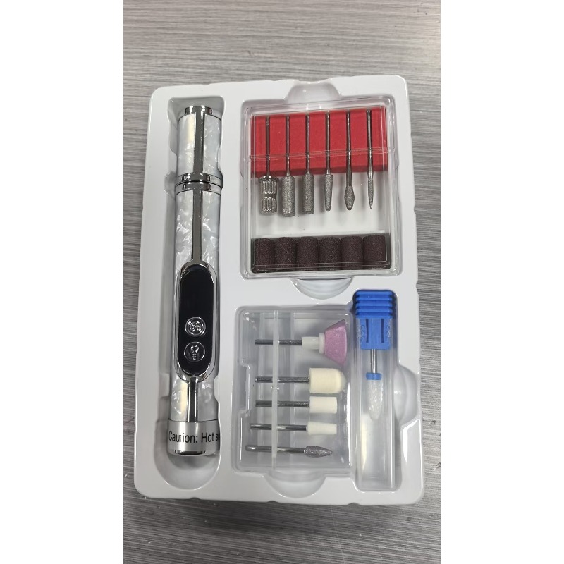 TEMU Hotu 18pcs Set In 1 Portable Electric Nail Drill & Polisher Suitable For Removing Dead Skin, Usb Rechargeable Nail Grinder With Lcd Display,