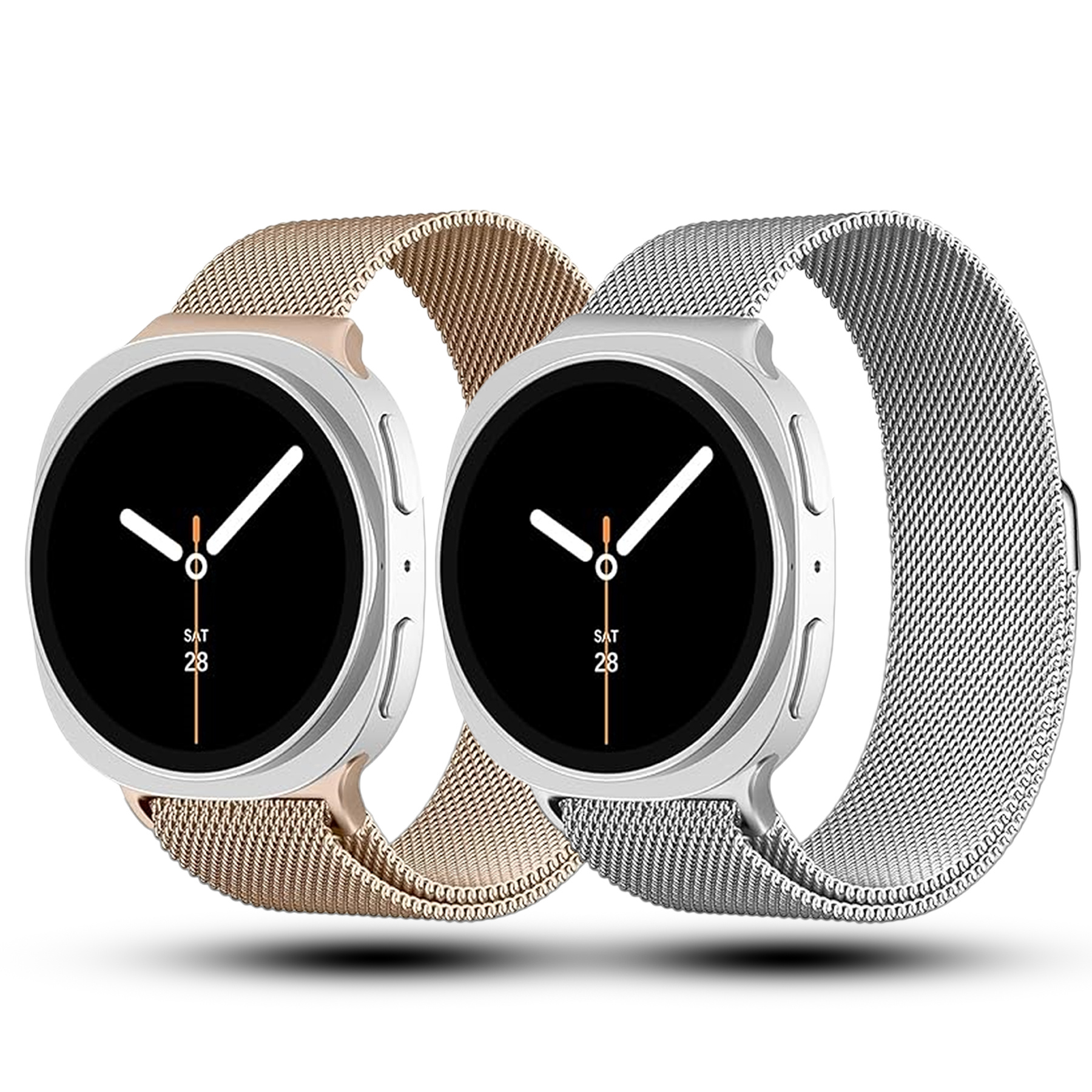TEMU 2 stuks Milanese Loop voor for Samsung Galaxy Watch 9 8 Band 40mm 44mm/8 Classic 46mm | Magnetische roestvrijstalen metalen gaasband voor dames