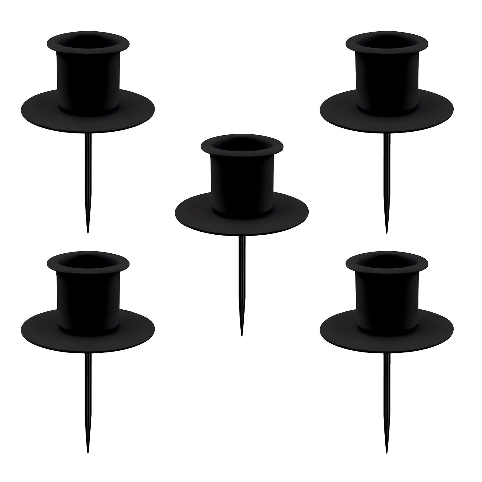 Image of 5 Metal Cone-shaped Candles And Table Candle Holders, Retro Candle Holders, Fashionable Design, Candle Plugs Garlands, Suitable For Weddings, Christmas, Parties, Dining Tables