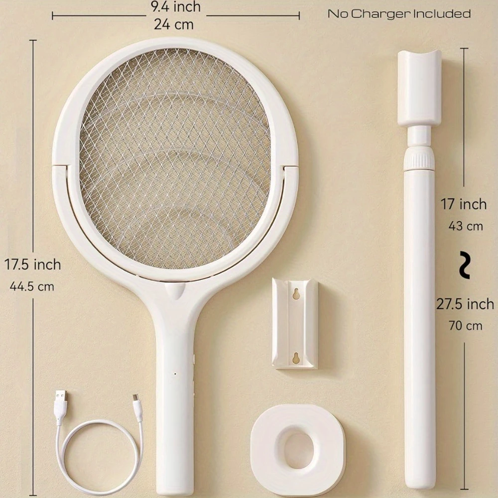 electric fly swatter with a rotating head rechargeable design and telescopic extension for indoor use effective against bugs and mosquitoes details 4