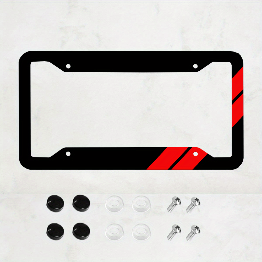 

1pc Black Aluminum Alloy License Plate Frame For Dodge, Rust-proof Waterproof Car Tag Holder With Screw Caps, Vehicle Accessory