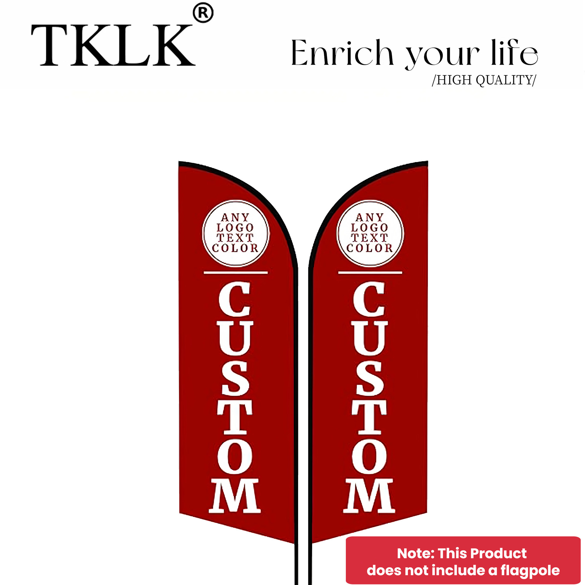TEMU Tklk Polyester Feather Flag - /design/texts For Indoor & Outdoor Advertising, Freestanding Commercial Banner, No Electricity Needed, Holiday