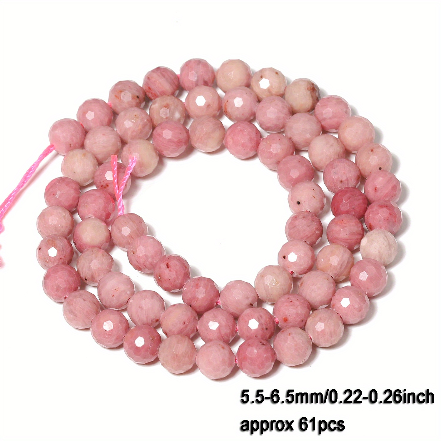 TEMU Perline & Assortimenti di Perline - Perle Naturale di Rodocrosite AAA Sfaccettate da 5.5mm Perline Spaziatrici Sciolte per di Gioielli Fai-da-te