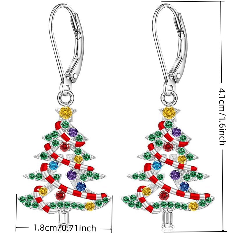 Luxury Inlay Multicolor Zirconia Candy Cane Drop Earrings