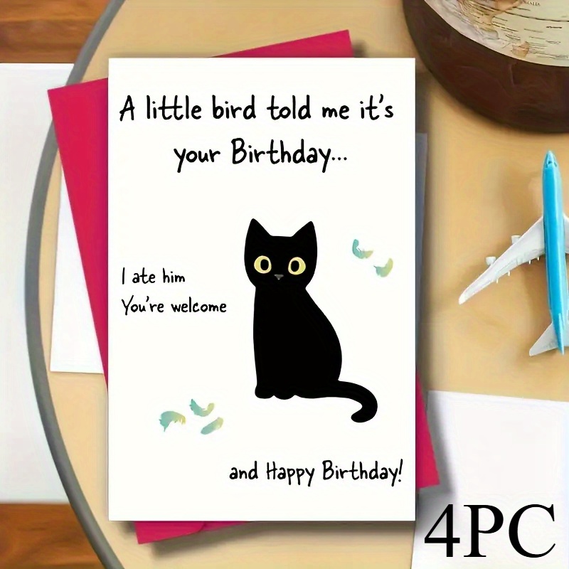 TEMU Pre-order 4pcs 2 Greeting Cards + 2 Envelopes - Birthday Card With Envelope - Anyone's Humorous Happy Birthday Wishes - Ideal For Christmas,