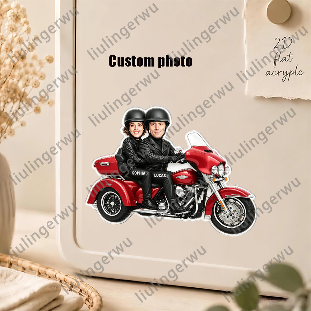 TEMU 1 ud. Imanes de nevera con foto personalizada en acrílico 2D, imanes de nevera personalizados para de motociclistas, imanes decorativos de