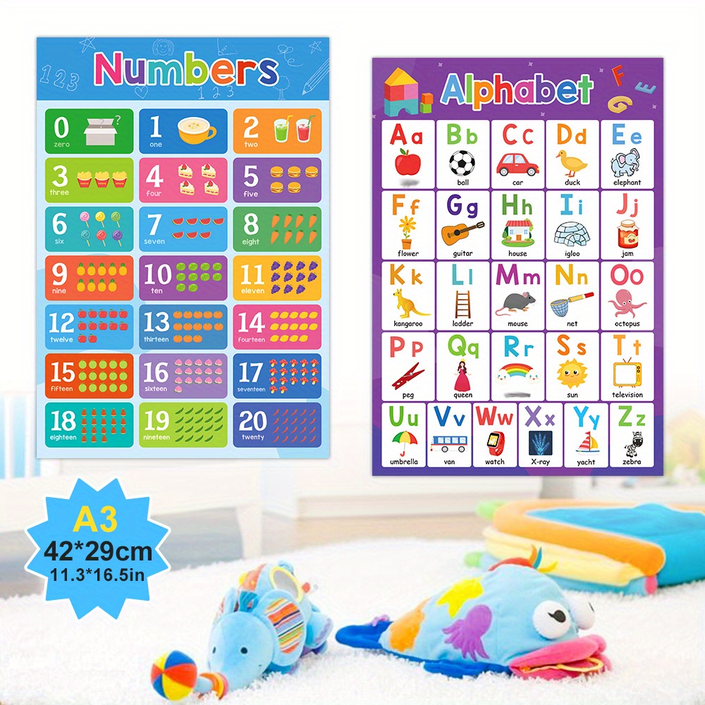 

Alphabet, Numbers 1 Laminated Educational Posters For Toddlers, Teaching Posters, Classroom Posters Abc Posters Wall Decor, Counting Learning Chart For Kindergarten Classroom Homeschool,