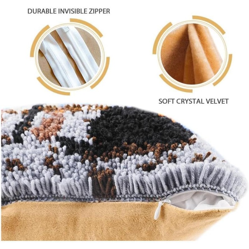 Latch Hook Pillow Cover Kit, Beginner Friendly Handmade Cushion Case