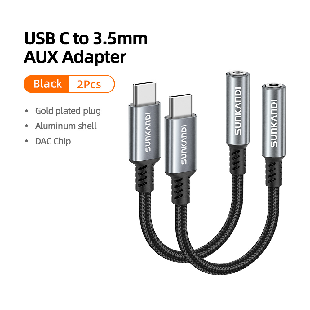 Image of Sunkandi Usb C To 3.5mm Headphone Adapter, Usb Type C To Aux Audio Jack Dac Dongle Cable Cord For Iphone17 16/15 Pro Max,