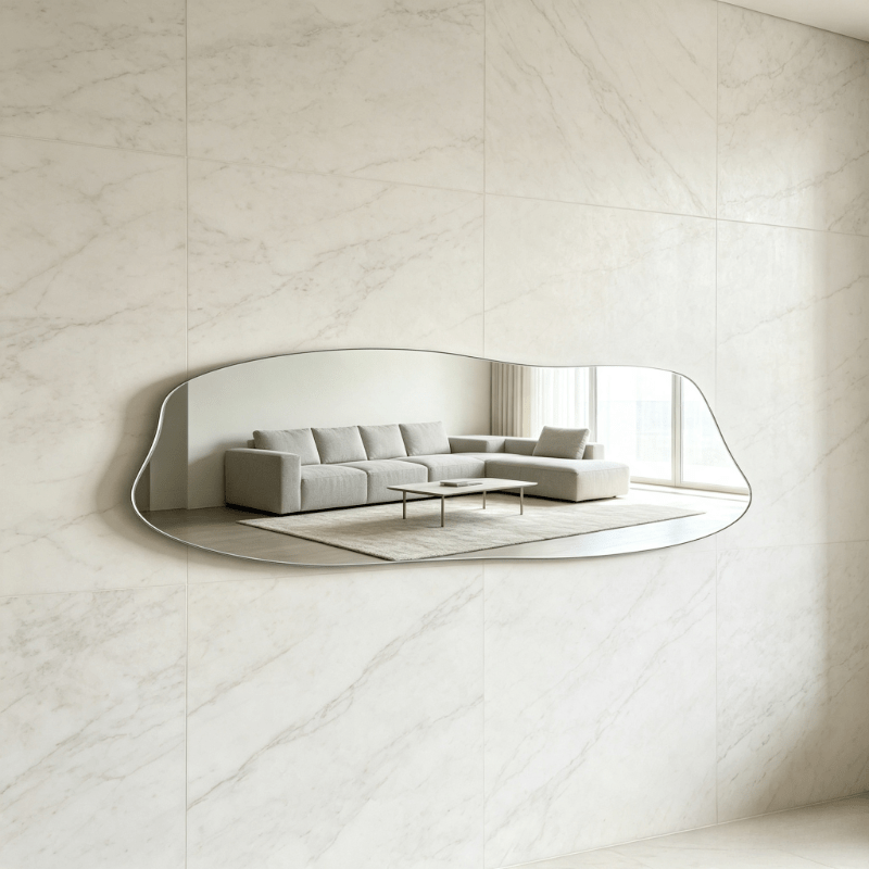 Acrylic Horizontal Wavy Fluid Shape Decorative Mirror