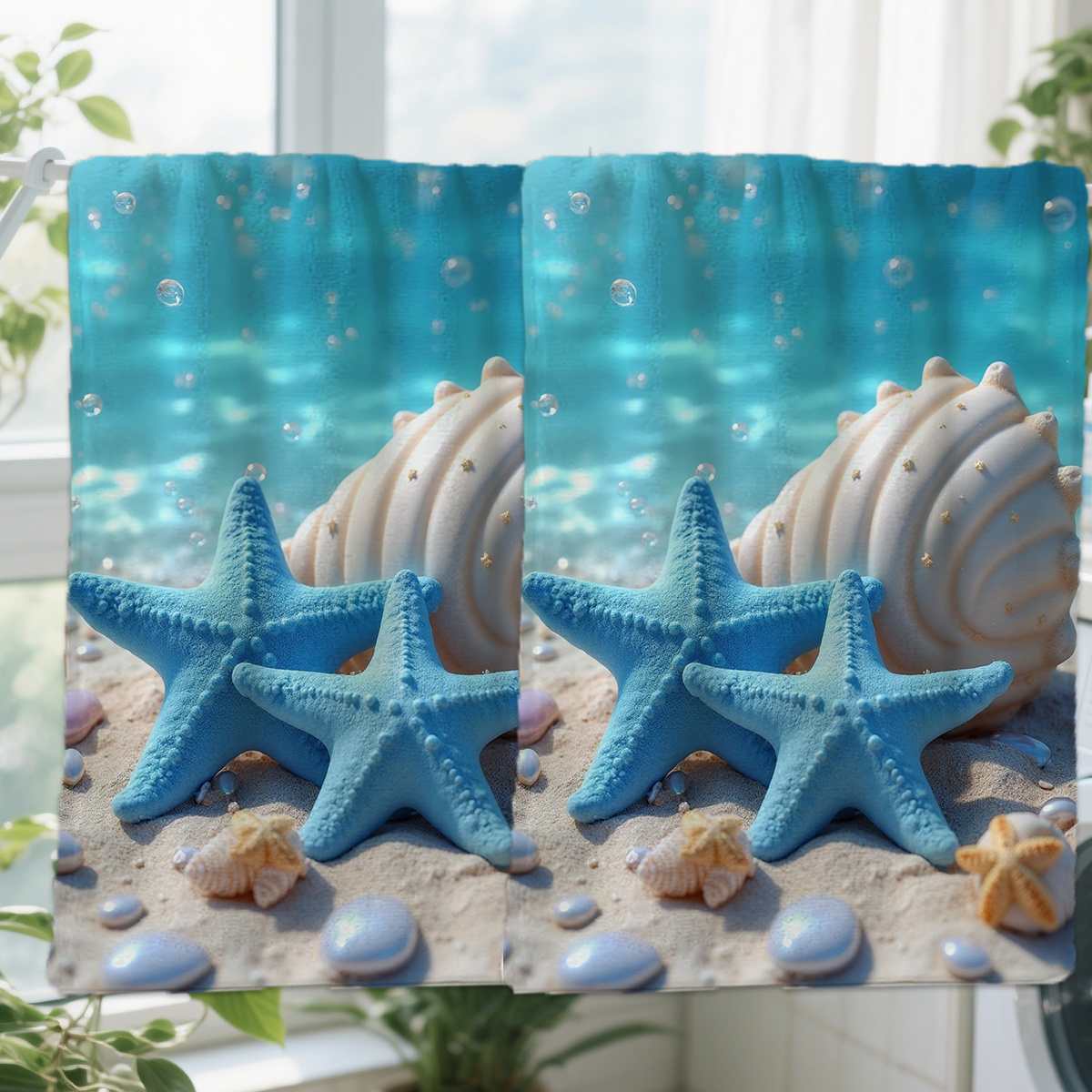 TEMU 2pcs, Essential Dish Towels For Starfish Travel, Autumn Gifts, Printed Pattern Towels, Striped Design, Autumn Home Decor, Suitable For Holiday