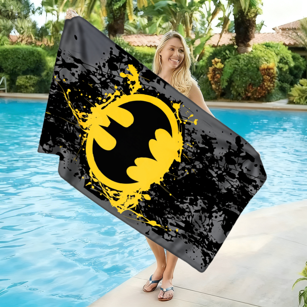 TEMU 1pc Cartoon Movie Comics Batman Ultra-thin Beach Towel Quick Drying Absorbent Towel Shower Towel Ideal For Beach Swimming Vacations Pool Parties