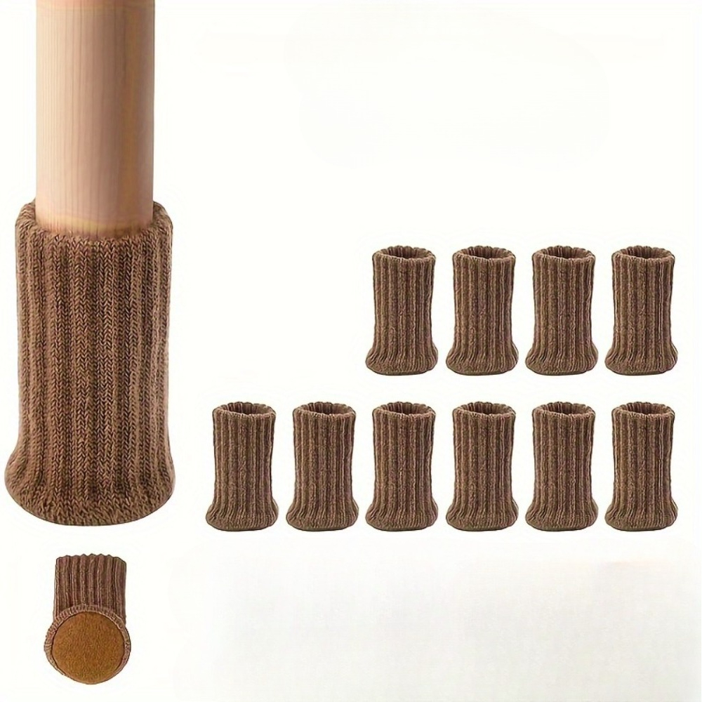 TEMU 10pcs Household Practical Non-slip Small Items, High-elasticity Knitted Chair And Table Leg Pads, Wear-resistant And Quiet To Eliminate Noise,
