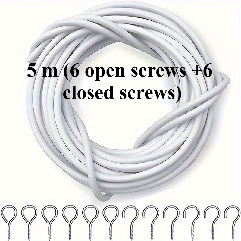 1 Set Of Curtain Wire And Hooks, 4/5 Meter Curtain Wire, With 6 Eye Bolts And 6 Net Curtain Rod Screw-in Hooks