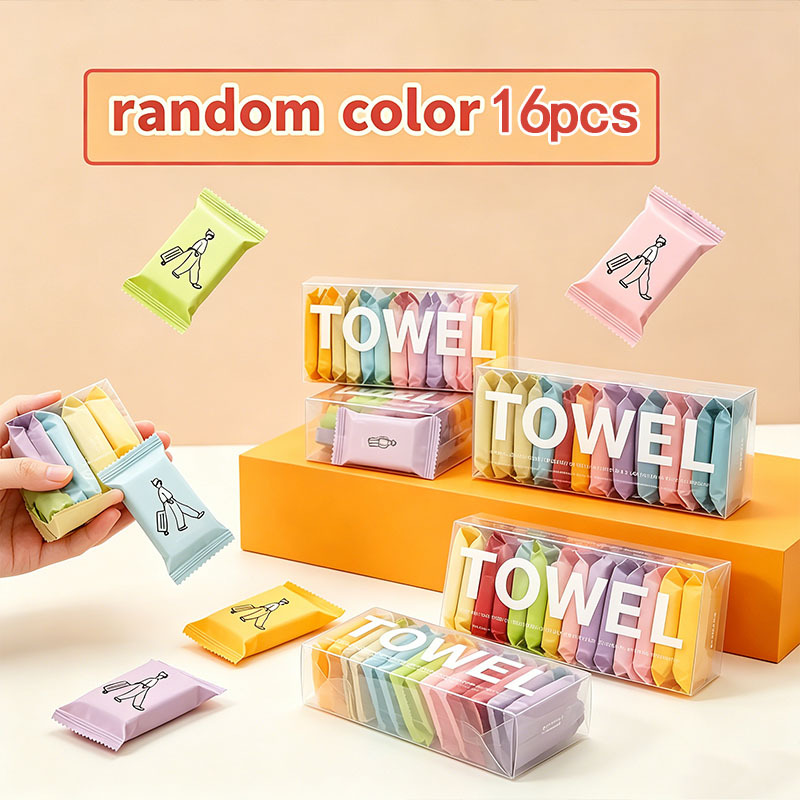 TEMU 16pcs Multicolored Random Color Compressed Disposable Towels - Portable Thickened Travel Towels, , Portable Thickened Travel Towels, Soft
