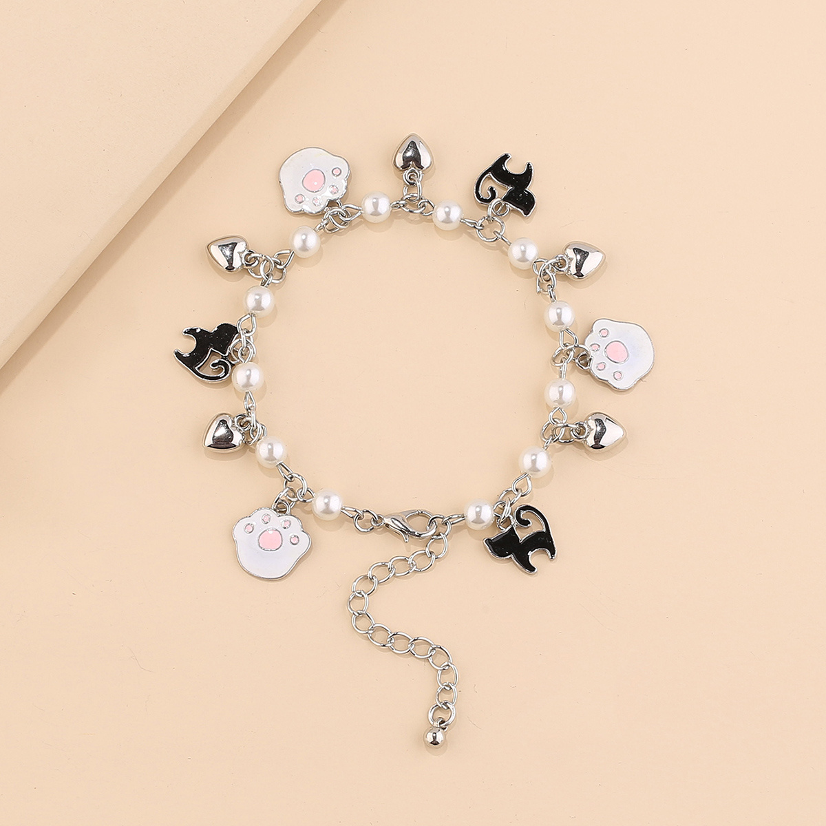 TEMU 1pc Collar de Mujer con Colgante de Pata de Gato y , Perla, Pulsera Ajustable para Uso Diario, Vacaciones y Fiestas, Regalo para , Regalo de San