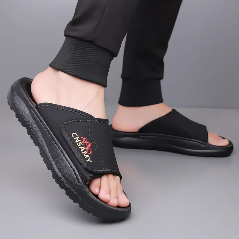mens home bathroom slippers 2025 new lightweight quick dry mens sandals fashion open toe slides for indoor outdoor beach and casual wear sole non slip solid color round toe stylish anti skid flip flops comfortable thick soled summer durable eva material unisex design everyday use car friendly slip resistant house slippers 2pcs set 1pc shoe 1pc bag Product details 8