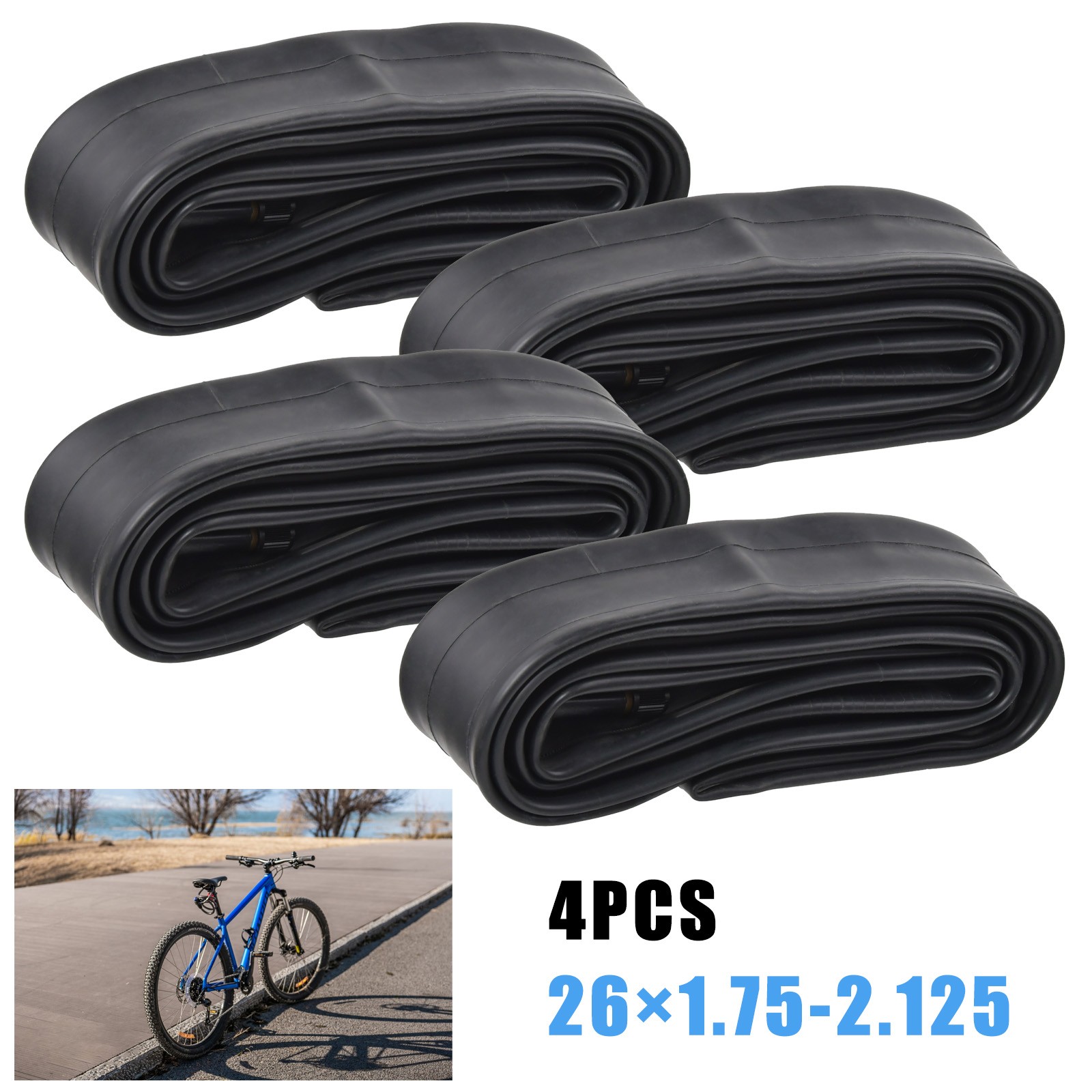 TEMU 4pcs 26" Bicycle Inner Tubes 26" X 1. 95 - 2. 125 Mountain Bike Schrader Valve New