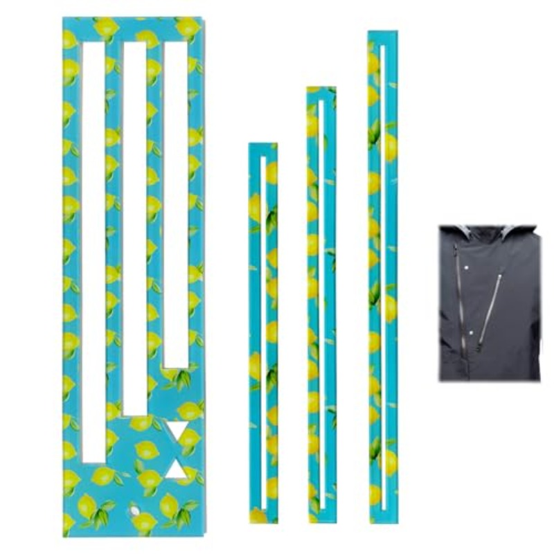 TEMU Règle de gabarit de couture pour poche zippée de 7/8 pouce et 9 pouces avec trou de suspension - robuste pour économiser les matériaux, guide d'