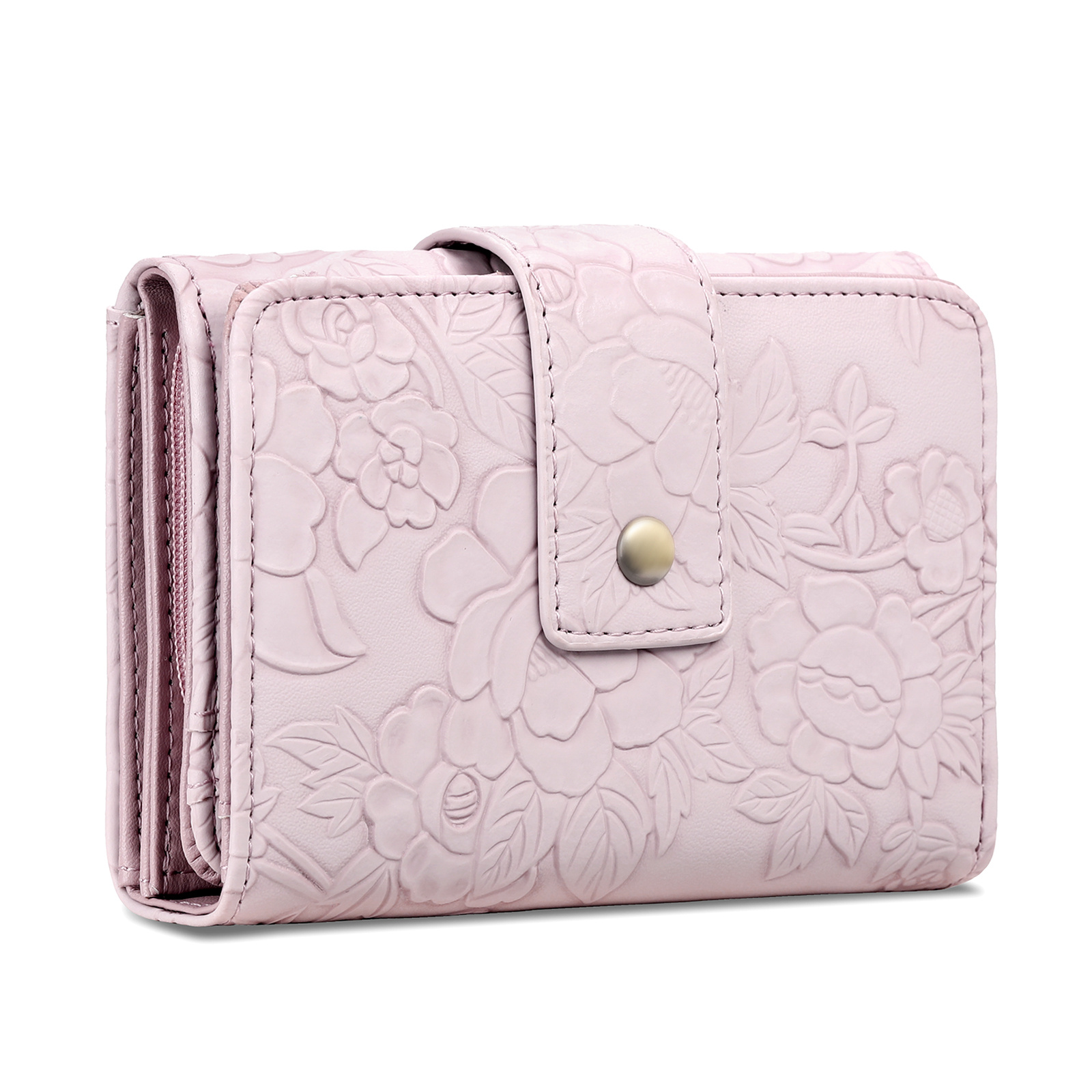 Vintage Floral Women's Wallet With Multiple Card Slots, Zippered Coin Purse - Durable Microfiber, Easy-clean