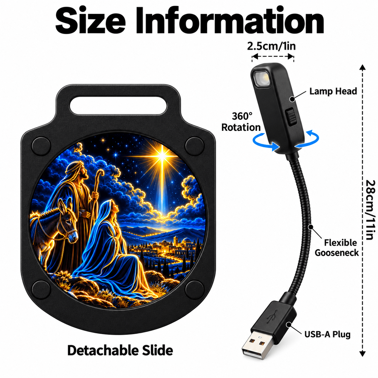 TEMU 1pc, Usb Plug And Play Projector Lamp (10.83inx0.98in), Star Nativity Scene, Faith Home Decor, Nativity Wall Art, Festive Projection Light,