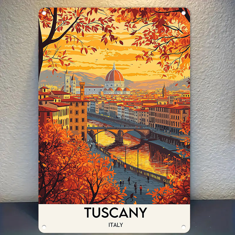 item picture 1    of   featuring a river with   buildings a   structure in the bac metal tin sign decorative iron wall art for home   resistant retro   11 8x7 8 inches 30x20cmn