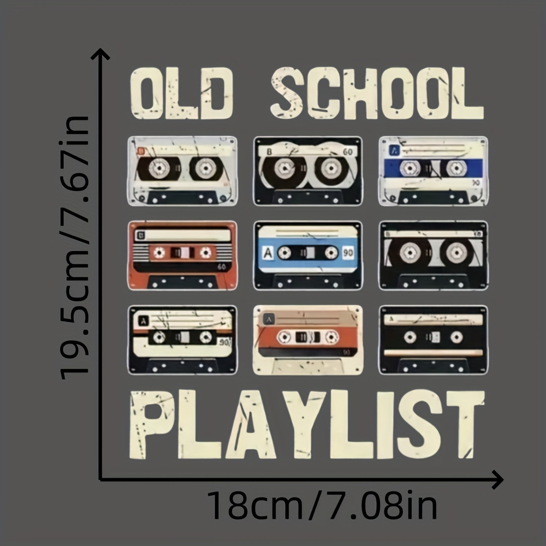 Retro Cassette Tape Iron- Transfer Vinyl Patches - 80 Music Stickers Suitable For T-shirts, Jeans, Bags - (/)