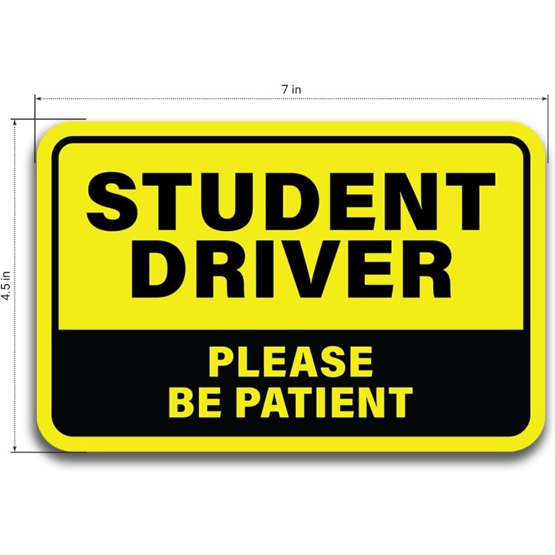TEMU Student Driver Car Stickers Or Magnets - 7x4.5 Inch Durable Vinyl Warning Decals For Beginner Drivers - Weather Resistant Self Adhesive Stickers