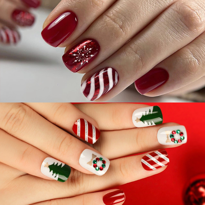 

48pcs (2 ) Red Christmas Fake Fake Red Suitable For Women