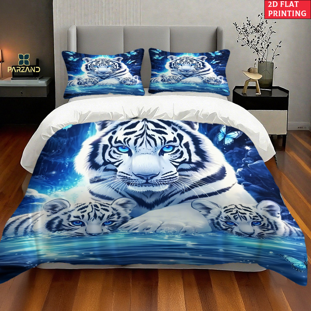 TEMU 2/3pcs Of 2d Flat-printed White Design For Bedroom Decoration, Including A Bedding With A Duvet Cover And 1 Pillowcases (core Not Included)