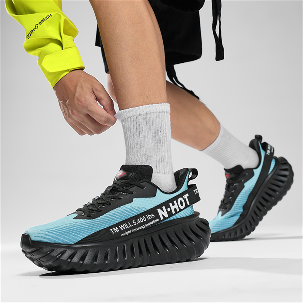 [Sneakers] Men'S Women'S Road Running Shoes, Thick Sole Casual Athletic Shoes for Men, Teenager Outdoor Sports Design, Comfortable Breathable Fabric Upper, Cushioning Shock-Absorbing MD Sole, Non-Slip And Wear-Resistant, Low-Top Lace-Up Closure