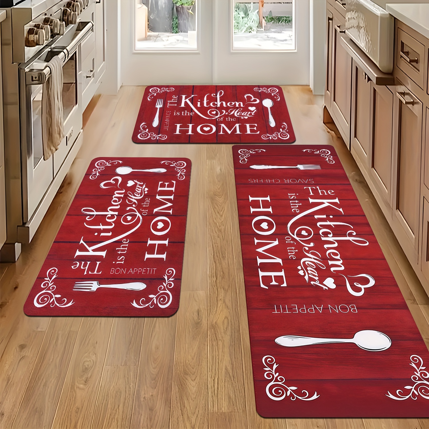 TEMU 1pc Farmhouse Suitable For Dining Room & Foyer - Non-slip Soft Polyester Flannel With Tableware Pattern, Kitchen, Machine Washable Suitable For,