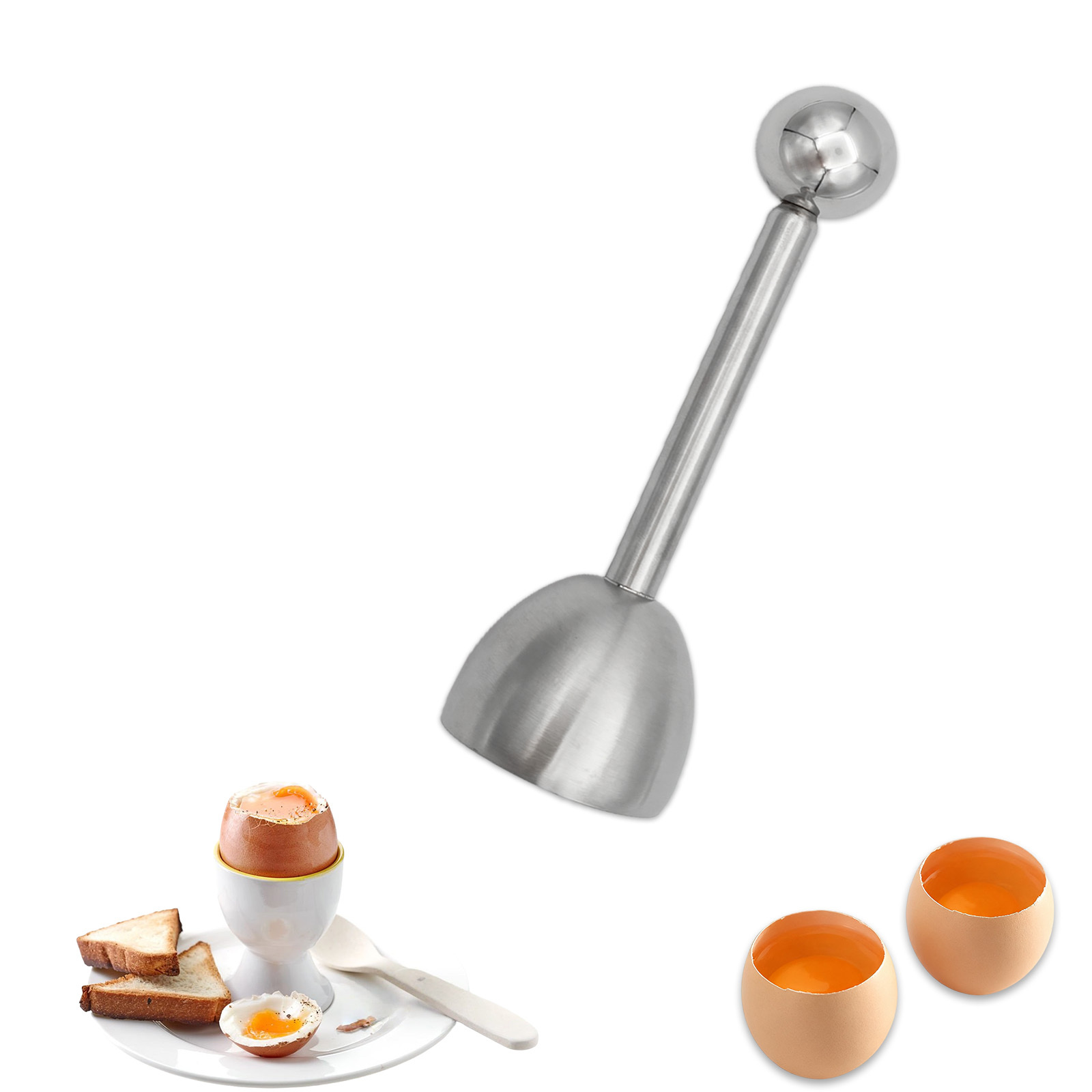 E-shop Eieröffner aus Edelstahl, Eierschalen--Trenner für hart- und weichgekochte Eier, einfache Frühstücksküchengeräte, -Kochen
